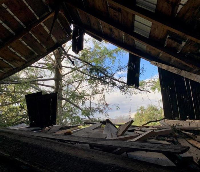Barn with storm damage